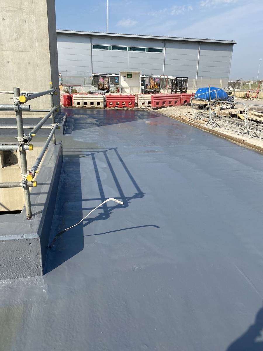 Completed polyurea deck waterproofing