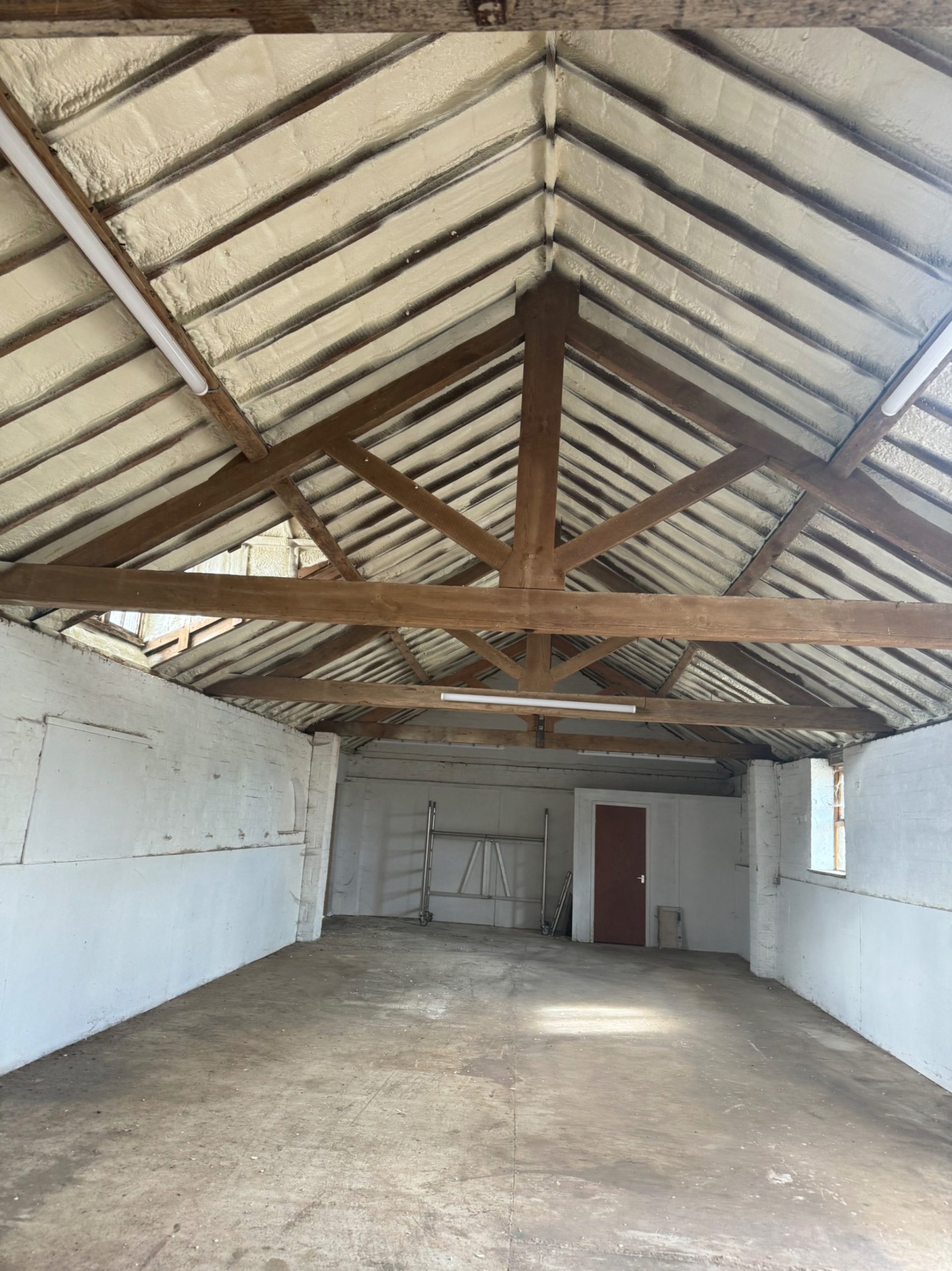 Completed spray foam insulation installation